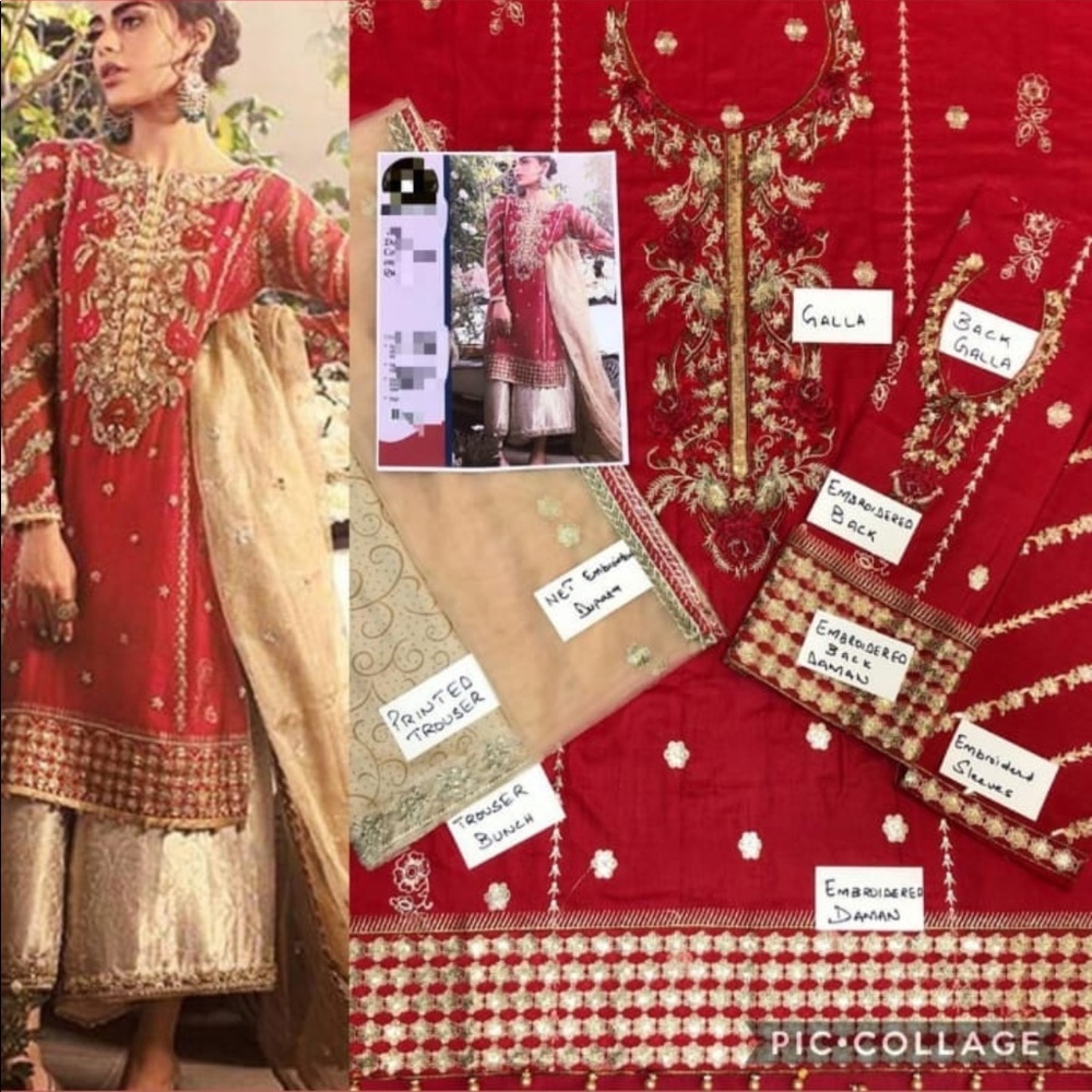 Heavy embroidered Pakistani shalwar kameez